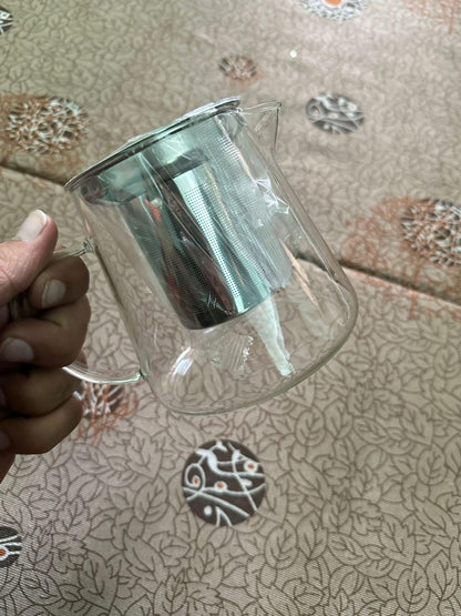 Round Glass Tea Pot with Heat Resistant Stainless Steel Infuser Perfect for Tea and Coffee Maker