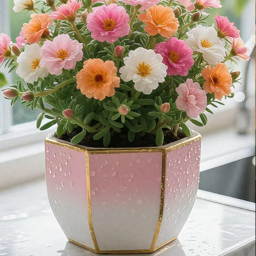 Double Moss Rose seeds + 100 grams Organic potmix Free